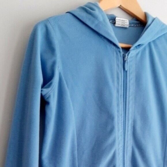 COLUMBIA Light Fleece Full Zip Hoodie Light Jacket Blue Sz S Flawed - Picture 3 of 12